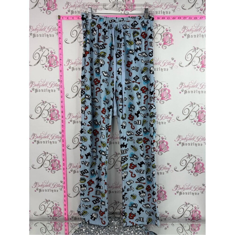 Monopoly fleece pants 2021 Blue Patterned Pajama Pants - Soft Cozy Sleepwear